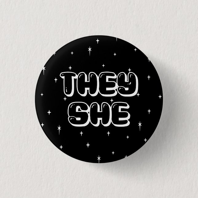 Galaxy They/She Pronouns  Button (Front)