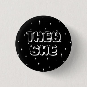 Galaxy They/She Pronouns  Button