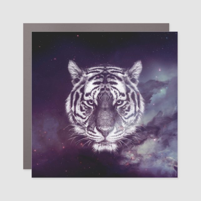 Galaxy Tiger Face Wallpaper Car Magnet (Front)
