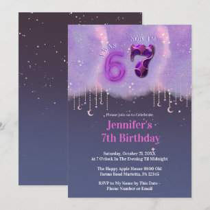 Galaxy Trend Meme I Was 6 Now I’m 7 Girl Birthday Invitation
