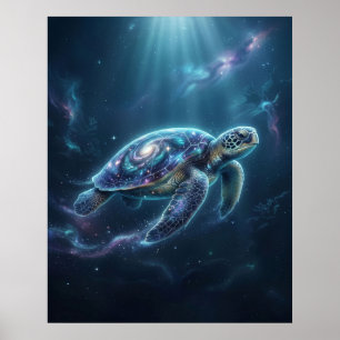 Galaxy Turtle Cosmic Ocean Poster