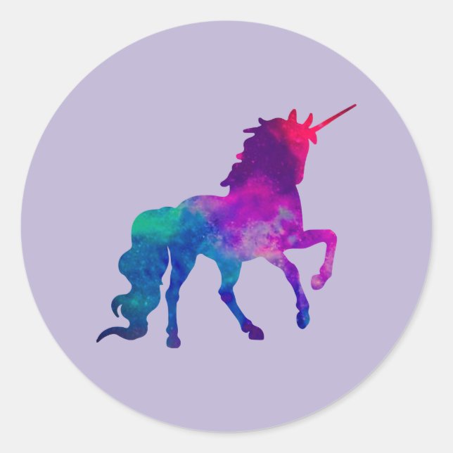 Galaxy Unicorn in Sky Colors of Blue and Purple, Z Classic Round Sticker (Front)