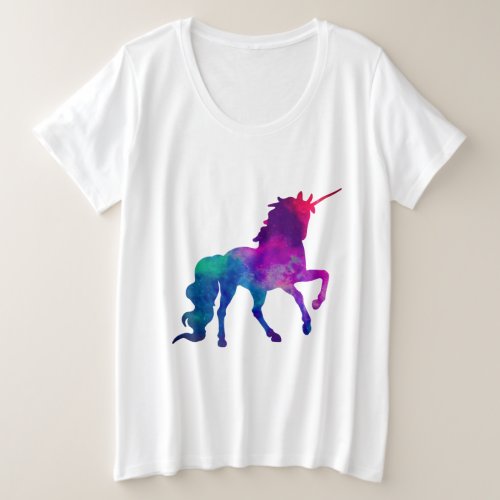 Galaxy Unicorn in Sky Colors of Blue and Purple Z Plus Size T_Shirt