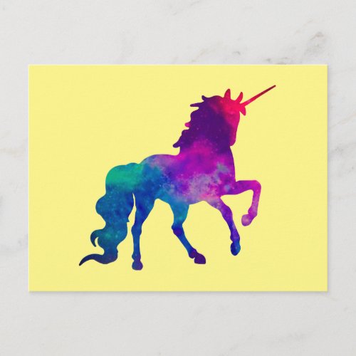 Galaxy Unicorn in Sky Colors of Blue and Purple Z Postcard