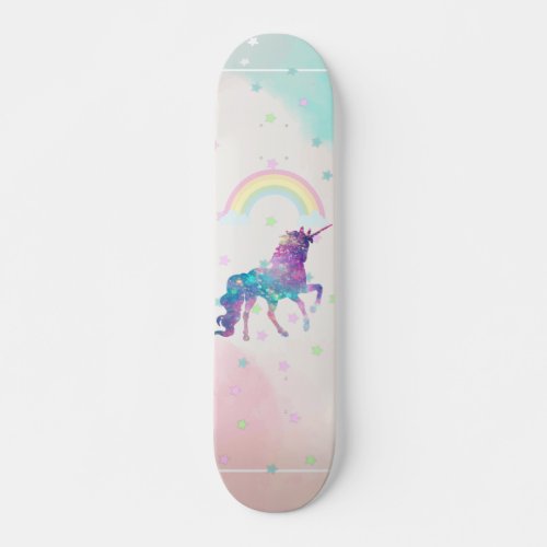 Galaxy Unicorn Rainbow Stars Skateboard