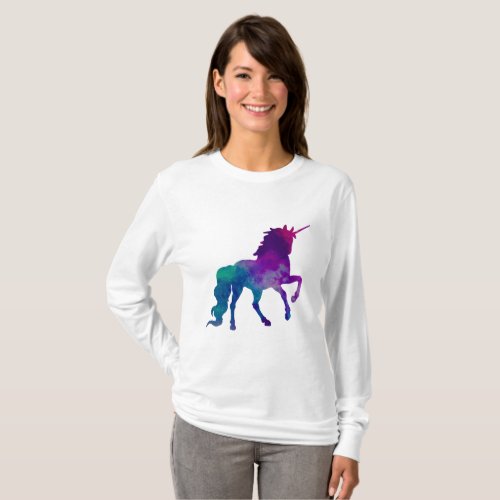 Galaxy Unicorn Sky Colors of Blue and Purple ZKOA T_Shirt