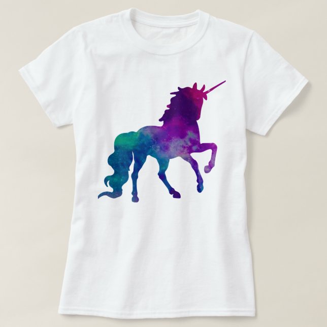 Galaxy Unicorn Sky Colors of Blue and Purple, ZKOA T-Shirt (Design Front)