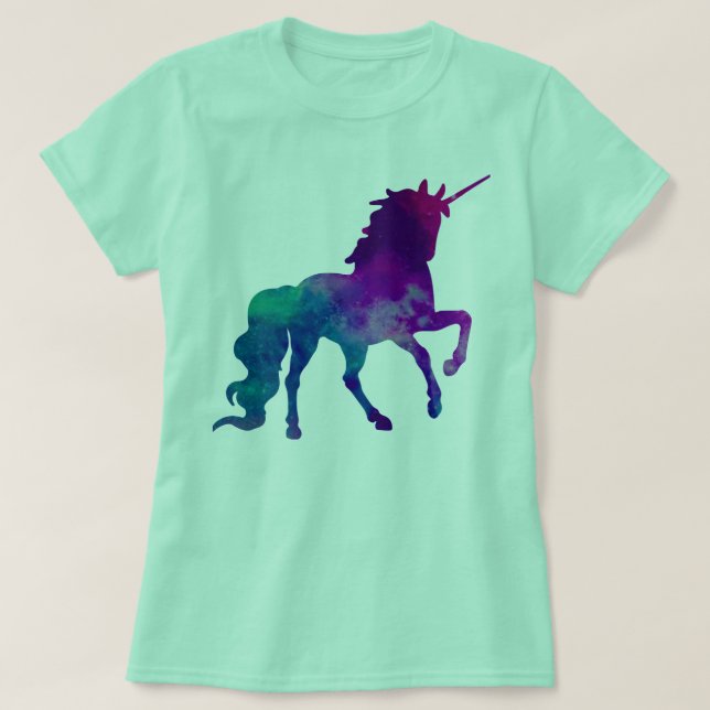 Galaxy Unicorn Sky Colors of Blue and Purple, ZKOA T-Shirt (Design Front)