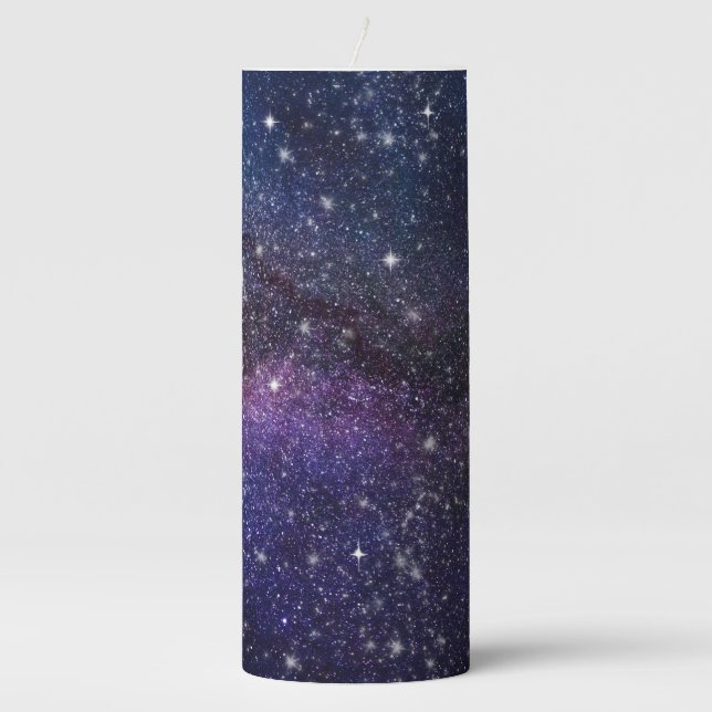 Galaxy, Universe, Men & Women, Space Pattern Pillar Candle (Front)
