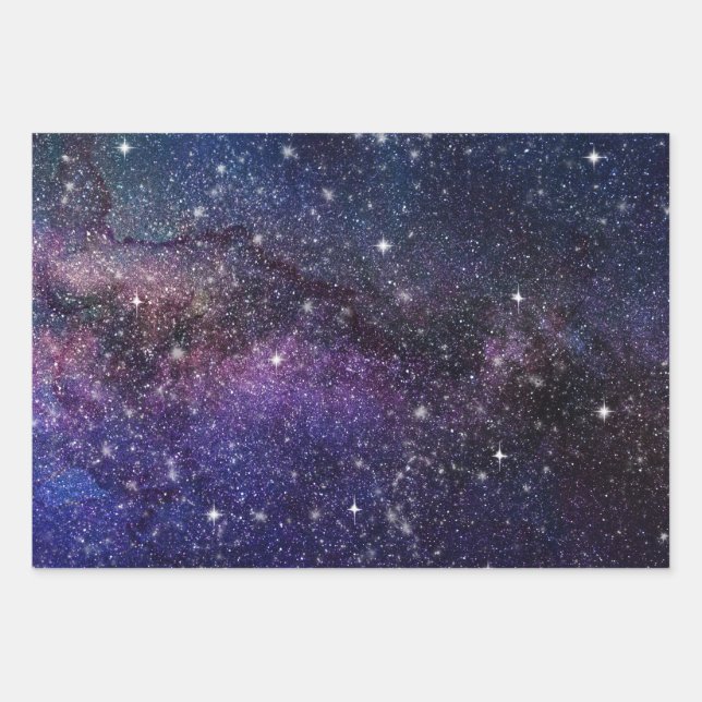Galaxy, Universe, Men & Women, Space Pattern Wrapping Paper Sheets (Front)