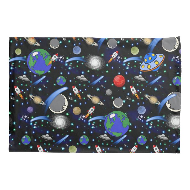 Galaxy Universe - Planets, Stars, Comets, Rockets Pillowcase | Zazzle