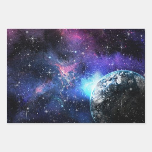 Galaxy Universe Stars Outer Space Gift Pattern Wrapping Paper Sheets