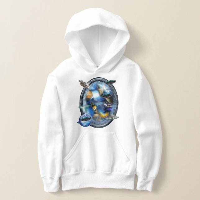 Galaxy visitors in space hoodie (Laydown)