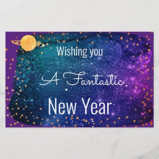  Galaxy  watercolor - Fantastic  New Year 