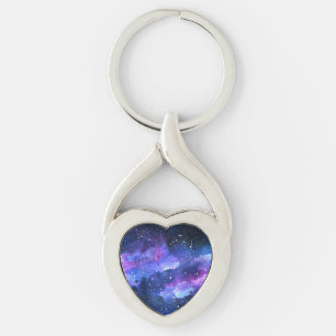 Galaxy Watercolor Purple Teen Gift Keychain
