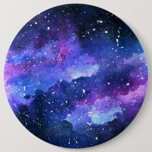 Galaxy watercolor Purple Universe Space Button