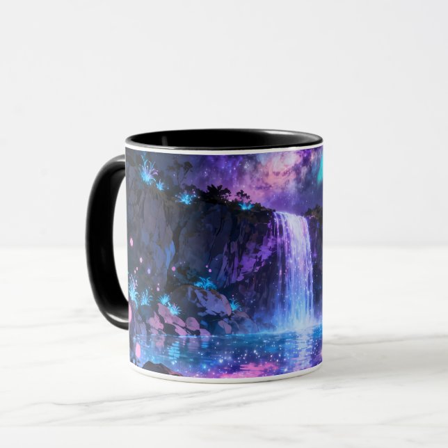 Galaxy Waterfall Mug | Fantasy Night Waterfall Cer (Front Left)
