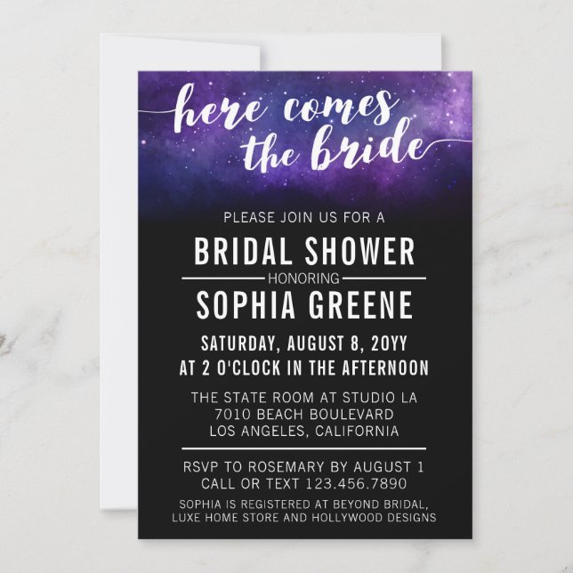 Galaxy Wedding Celestial Bridal Shower Invitation (Front)