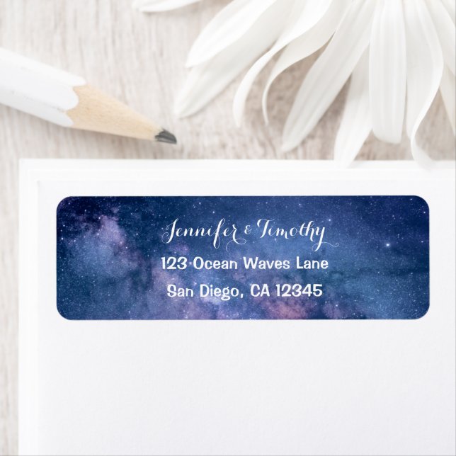 Galaxy Wedding Celestial Universe Stars Elegant Label (Insitu)