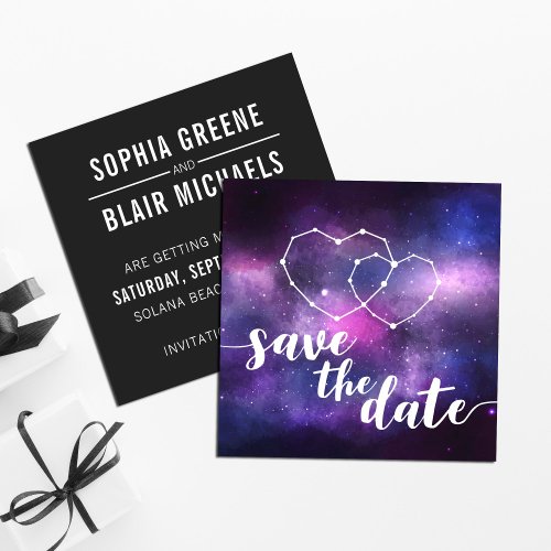 Galaxy Wedding Hearts Constellation Save The Date Invitation