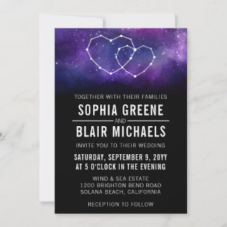 Galaxy Wedding Invitation | Hearts Constellation