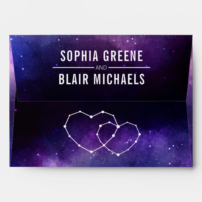 Galaxy Wedding Invitation | Hearts Constellation Envelope (Back (Top Flap))