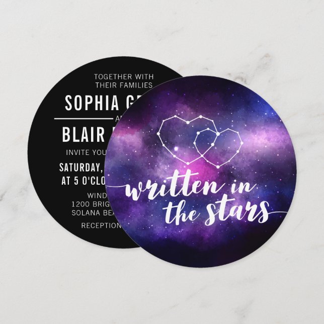 Galaxy Wedding Invitation | Written In The Stars (Front/Back)