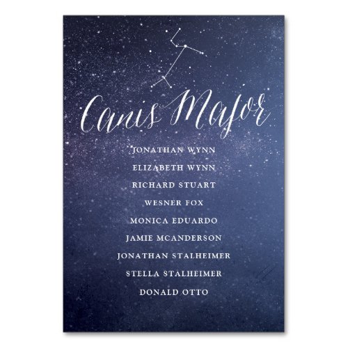 Galaxy Wedding Seating Chart Card Canis Major