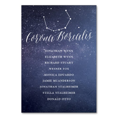 Galaxy Wedding Seating Chart Card Corona Borealis