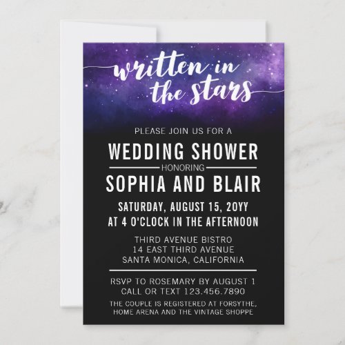 Galaxy Wedding Shower  Written In The Stars Invitation