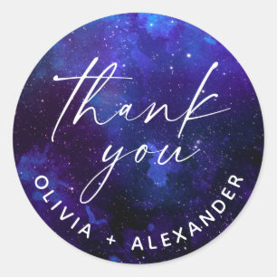 Galaxy Wedding Thank You   Cosmic Starry Night Classic Round Sticker