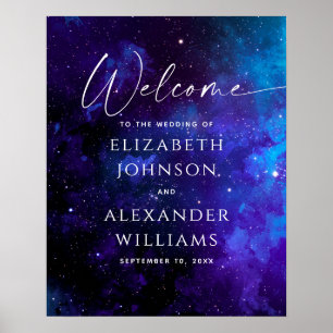 Galaxy Welcome Wedding Sign   Space Starry Night