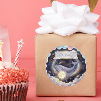Galaxy Whale Oh Baby Cupcake Stickers