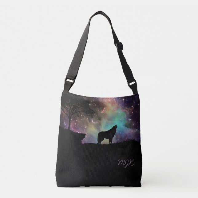 Galaxy Wolf with Monogram Crossbody Bag (Front)