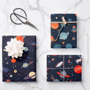 Galaxy wrapping paper sheets