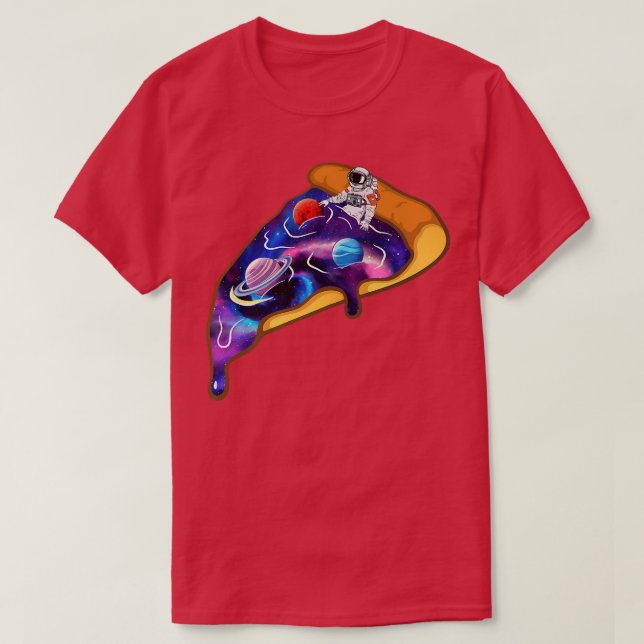 Galay Pizza Astronaut Planet Space Aesthetic Vapor T-Shirt (Design Front)