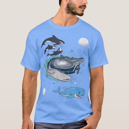 Galay Space Whale Shark Beluga Humpback Ocean Orca T_Shirt