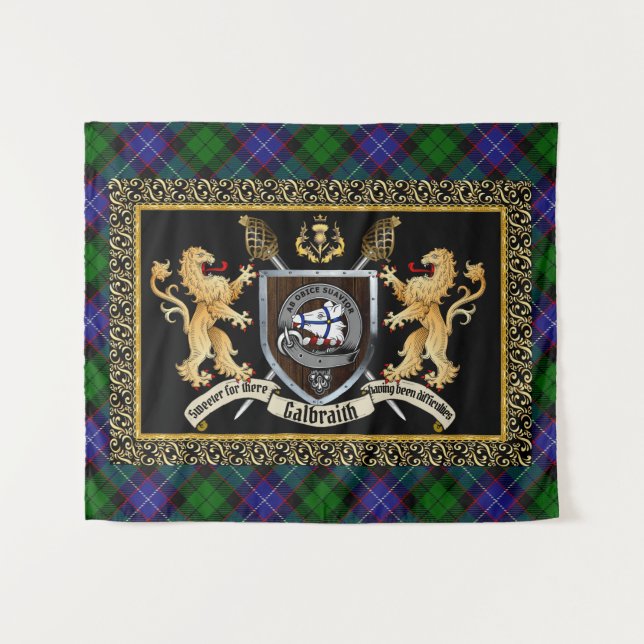 Galbraith Clan Badge & Motto w/Lions  Tapestry (Front (Horizontal))