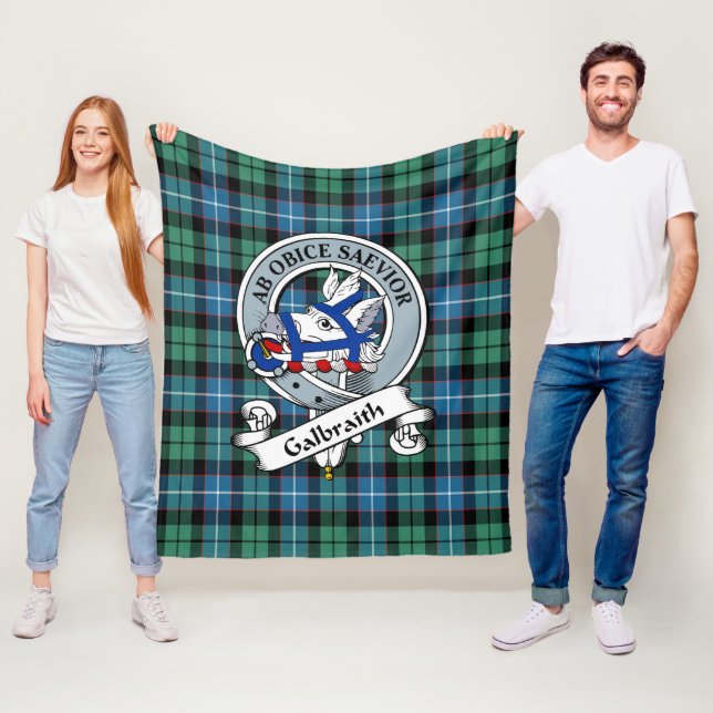 Galbraith Clan Badge Tartan Plaid Fleece Blanket (In Situ)