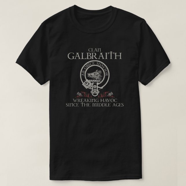 Galbraith Maroon Clan crest Scottish surname tarta T-Shirt (Design Front)