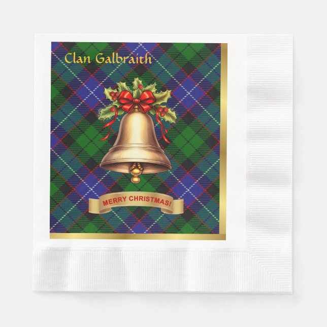 Galbraith Personalized Tartan Christmas Napkins (Front)