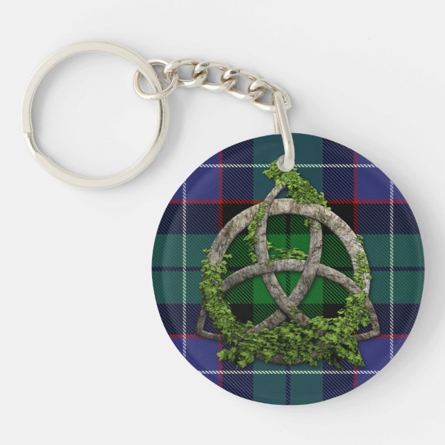 Galbraith Tartan And Celtic Trinity Knot Keychain (Front)