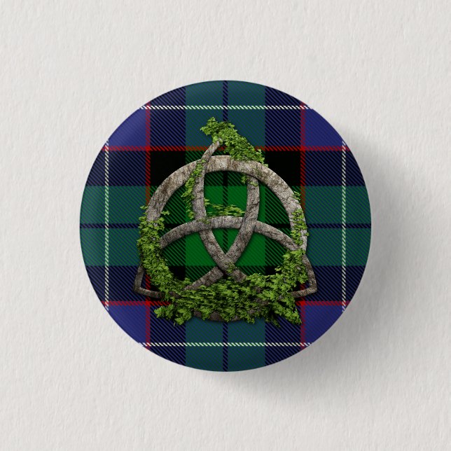 Galbraith Tartan And Celtic Trinity Knot Pinback Button (Front)