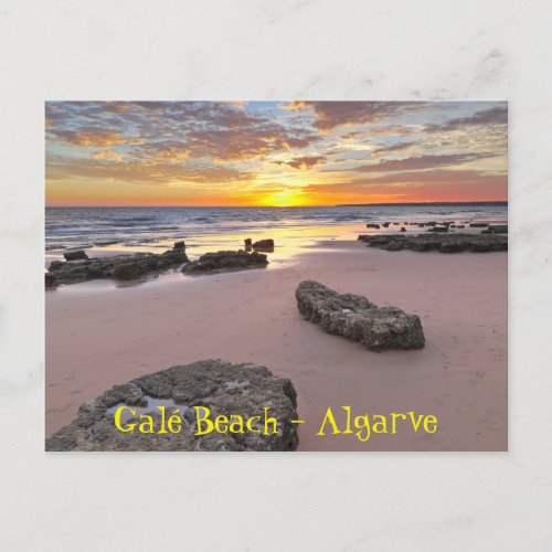Gale Beach Sunset in Albufeira Algarve Portugal Postcard