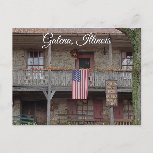 Galena Illinois Oldest House Tourism Keepsake Postcard