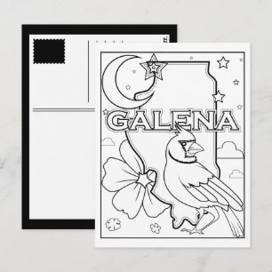 galena illinois state outline coloring page postcard