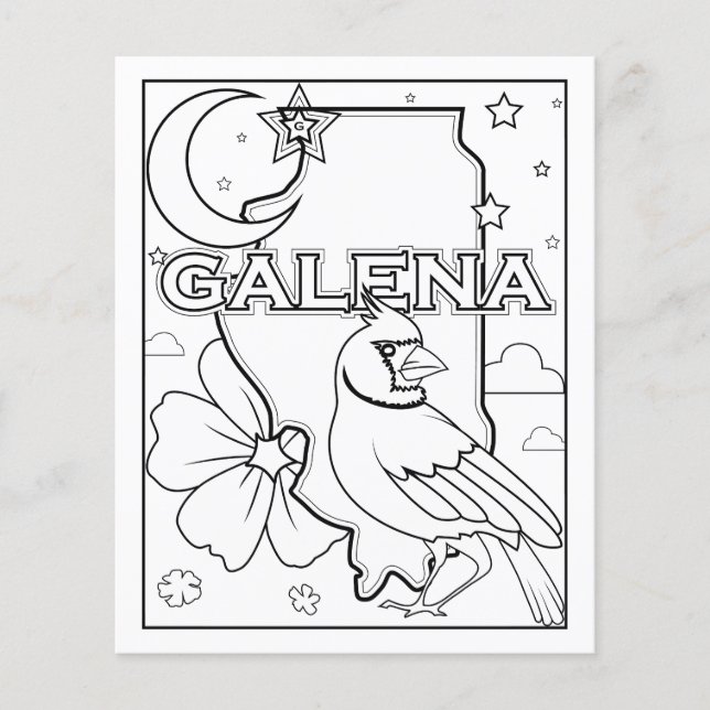 galena illinois state shape coloring page (Front)