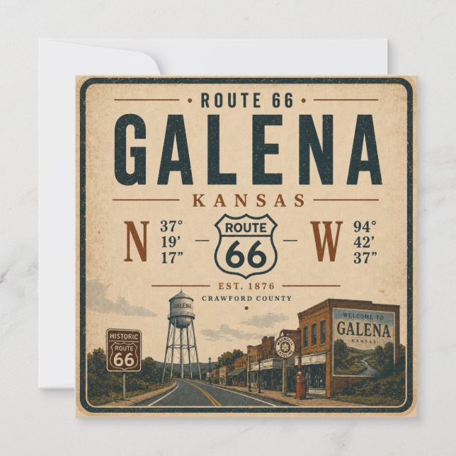 Galena Kansas Route 66 Greetings Card (Front)