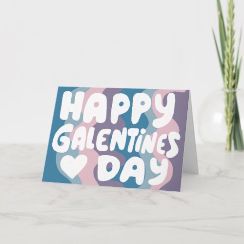 Galentine Bubble Letters Purple Groovy Retro Card