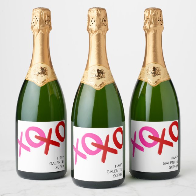 Galentine day XOXO Hugs and Kisses Best Friend Sparkling Wine Label (Bottles)